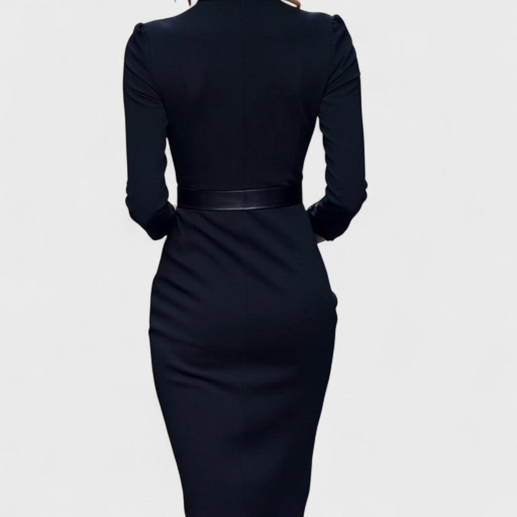 Elegant Damen-Midikleid aus Baumwolle mit Wickeloptik und Gürtel für besondere Anlässe