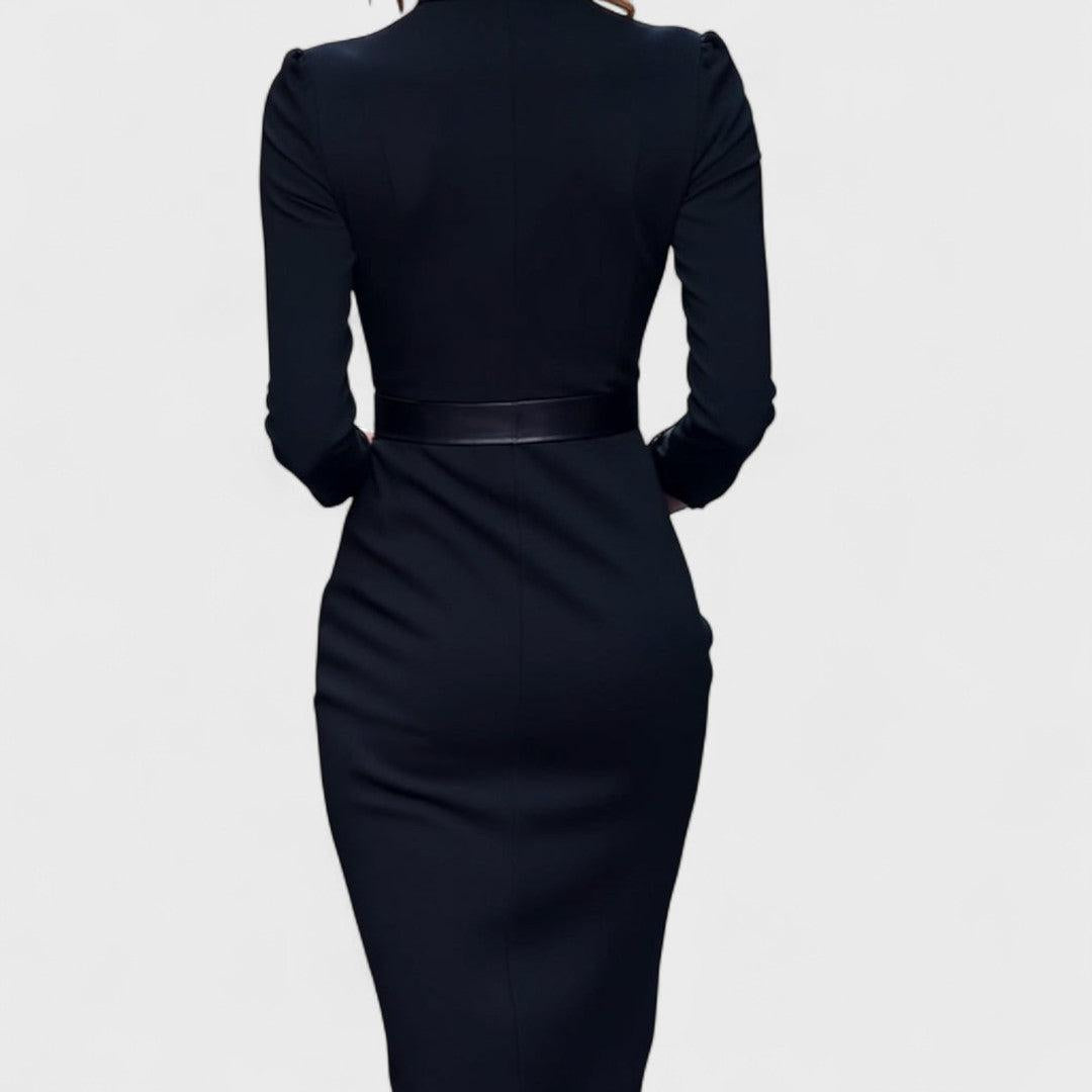 Elegant Damen-Midikleid aus Baumwolle mit Wickeloptik und Gürtel für besondere Anlässe