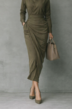 Elegant Damen-Midikleid aus Viskose mit Wickeloptik für besondere Anlässe