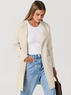 Elegant Lapel Coat in Soft Wool Blend for Women - Stylish Outerwear for Casual and Formal Occasions