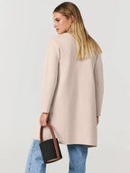 Elegant Lapel Coat in Soft Wool Blend for Women - Stylish Outerwear for Casual and Formal Occasions
