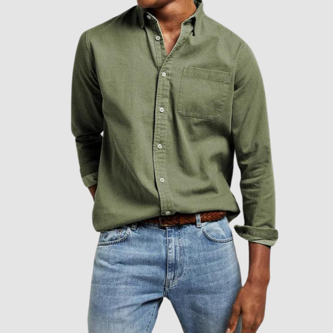 Elegant Men's Dress Shirt - Cotton Blend, Classic Fit, Formal Wear