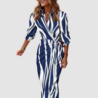 Elegant Striped Dress in Lightweight Fabric for Casual or Formal Wear
