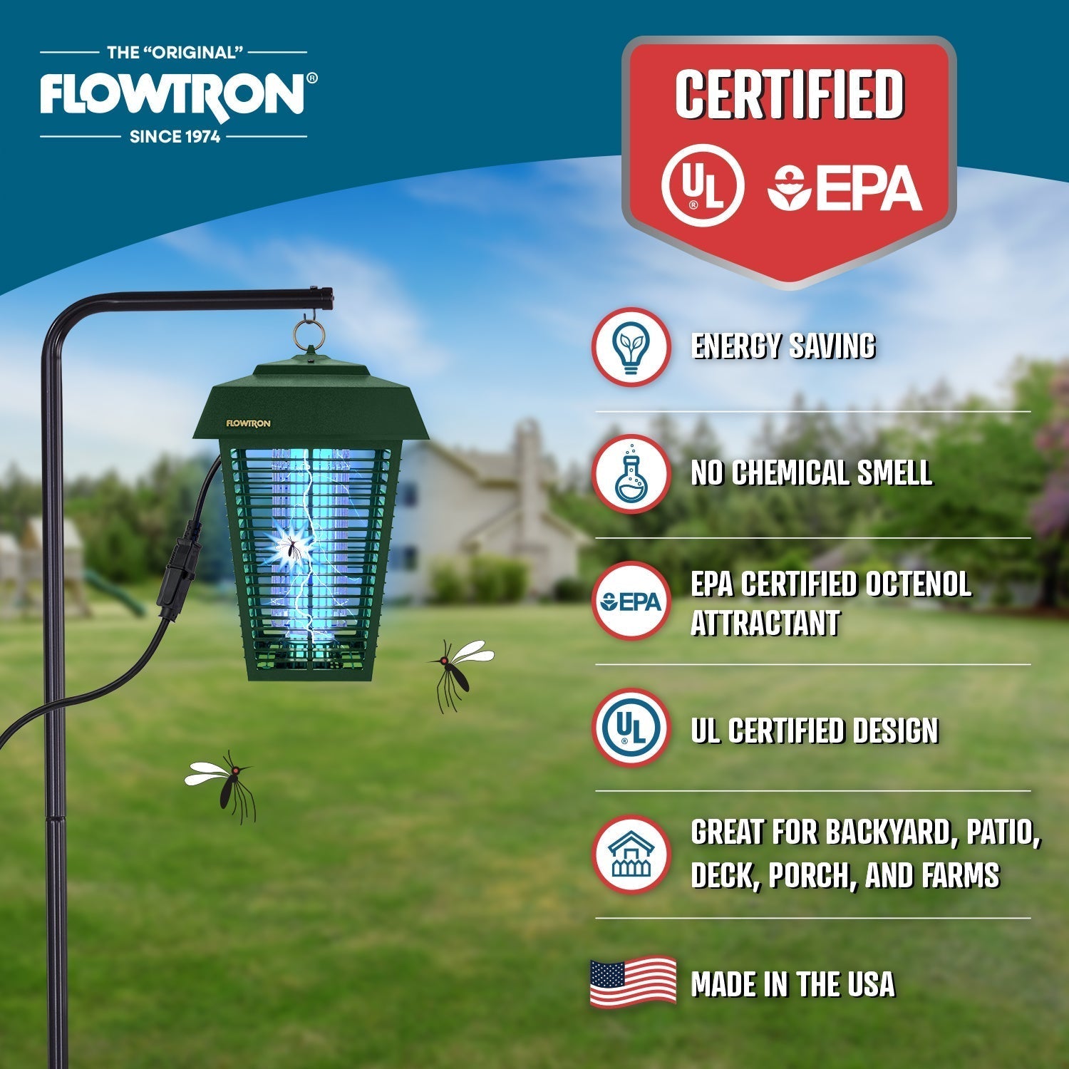 Flowtron Electric Bug Zapper 80W – Outdoor Pest Control, Garden Protection