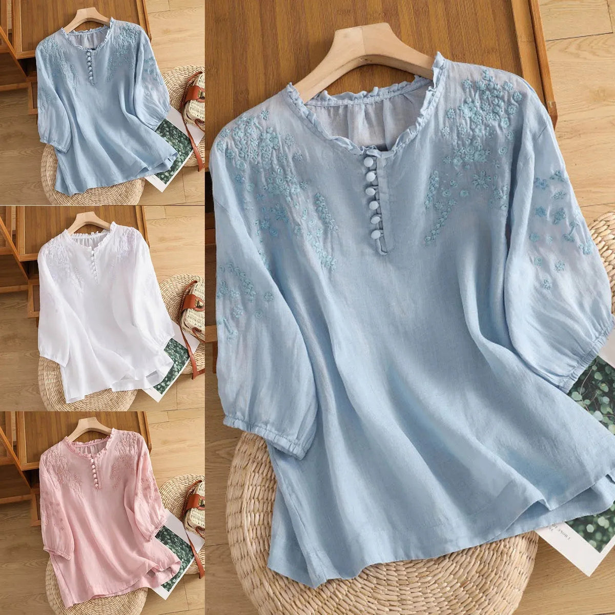 Floral Button-Front Blouse Women UK – Smart Casual Office Holiday Wear