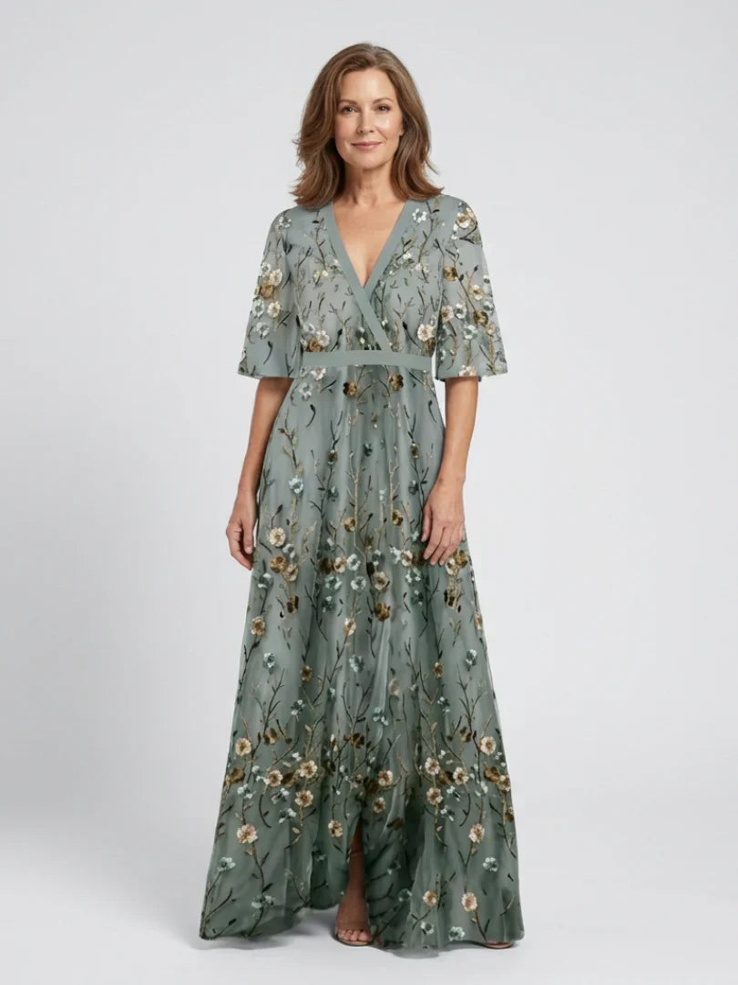 Floral Embroidered Maxi Dress for Women - Summer Casual Wear