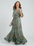 Floral Embroidered Maxi Dress for Women - Summer Casual Wear