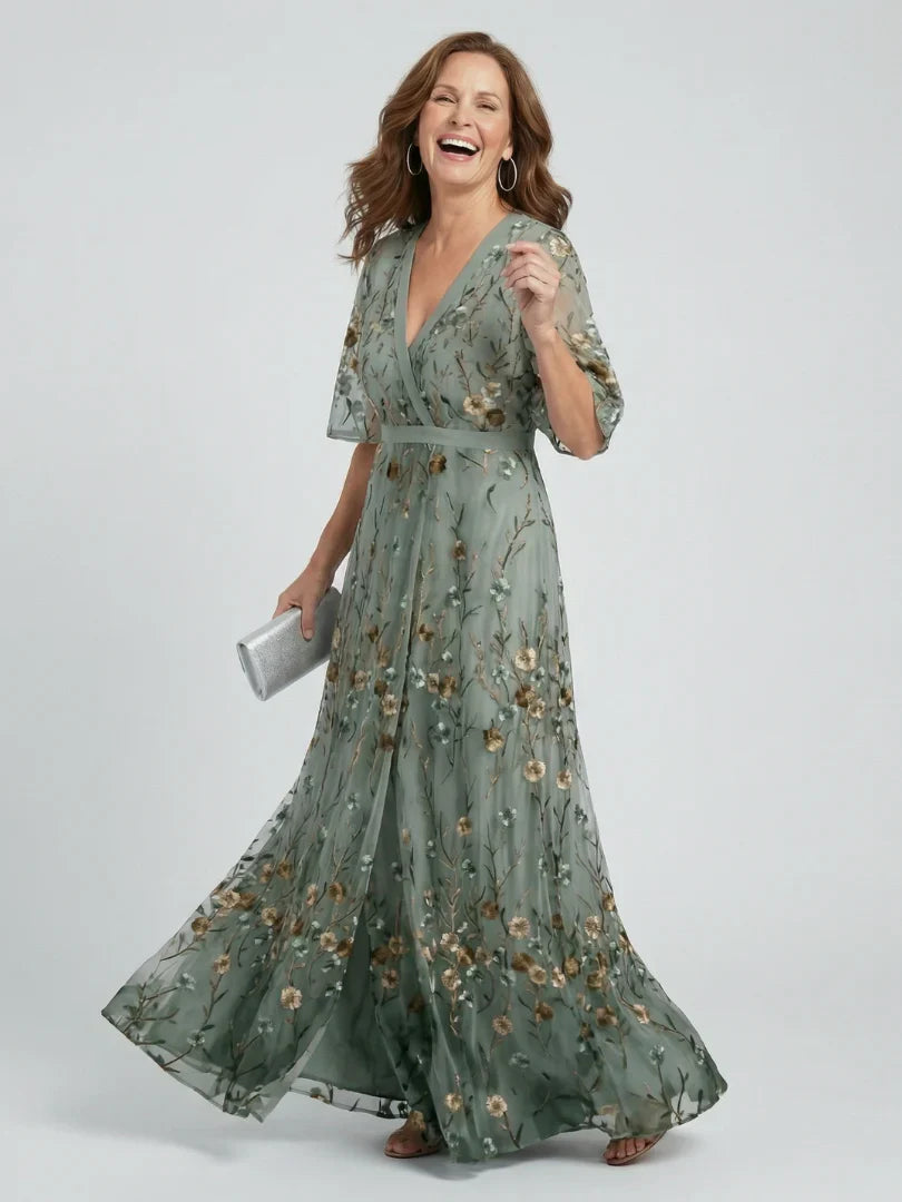 Floral Embroidered Maxi Dress for Women - Summer Casual Wear