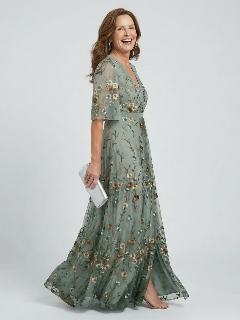 Floral Embroidered Maxi Dress for Women - Summer Casual Wear