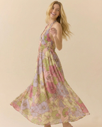 Floral Halter Maxi Dress for Women - Lightweight Beachwear Summer Dress