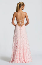 Floral Print Long Dress with Thin Straps Women UK – Wedding Guest Garden Party Evening Gown, Resort Holiday