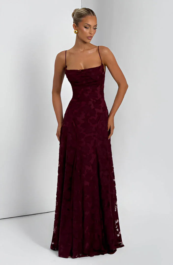 Floral Print Long Dress with Thin Straps Women UK – Wedding Guest Garden Party Evening Gown, Resort Holiday