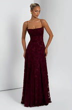Floral Print Long Dress with Thin Straps Women UK – Wedding Guest Garden Party Evening Gown, Resort Holiday