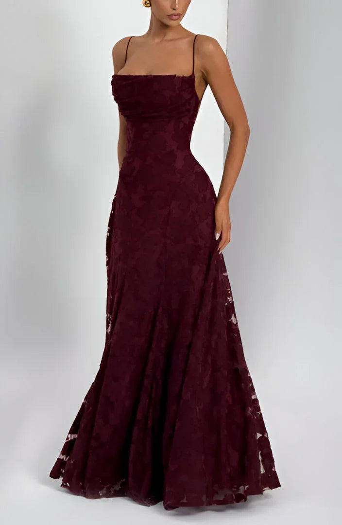 Floral Print Long Dress with Thin Straps Women UK – Wedding Guest Garden Party Evening Gown, Resort Holiday