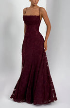 Floral Print Long Dress with Thin Straps Women UK – Wedding Guest Garden Party Evening Gown, Resort Holiday
