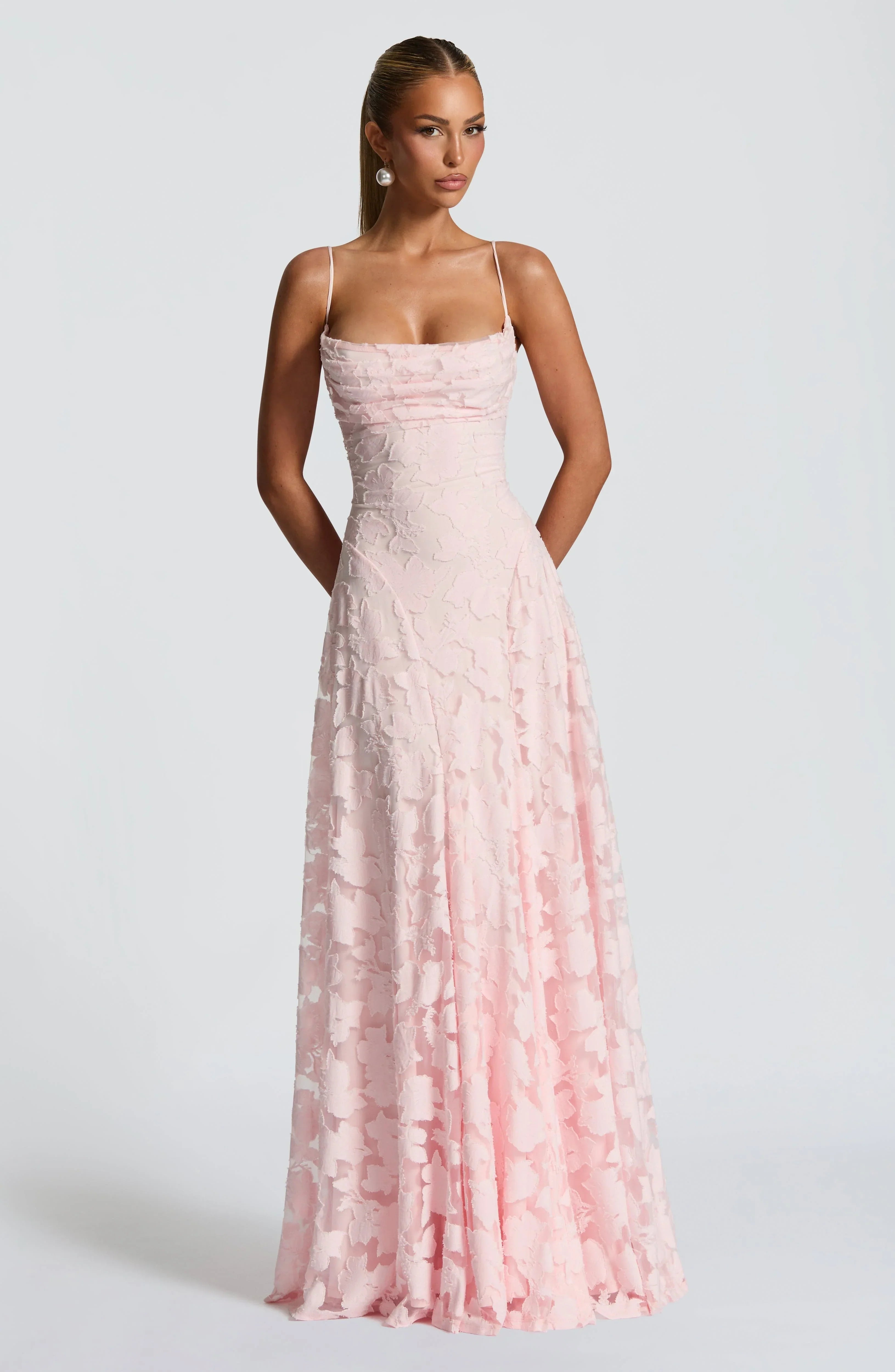Floral Print Long Dress with Thin Straps Women UK – Wedding Guest Garden Party Evening Gown, Resort Holiday