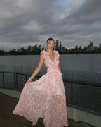 Floral Sleeveless Long Dress Women UK – Wedding Guest Garden Party Evening Gown, Cocktail Attire