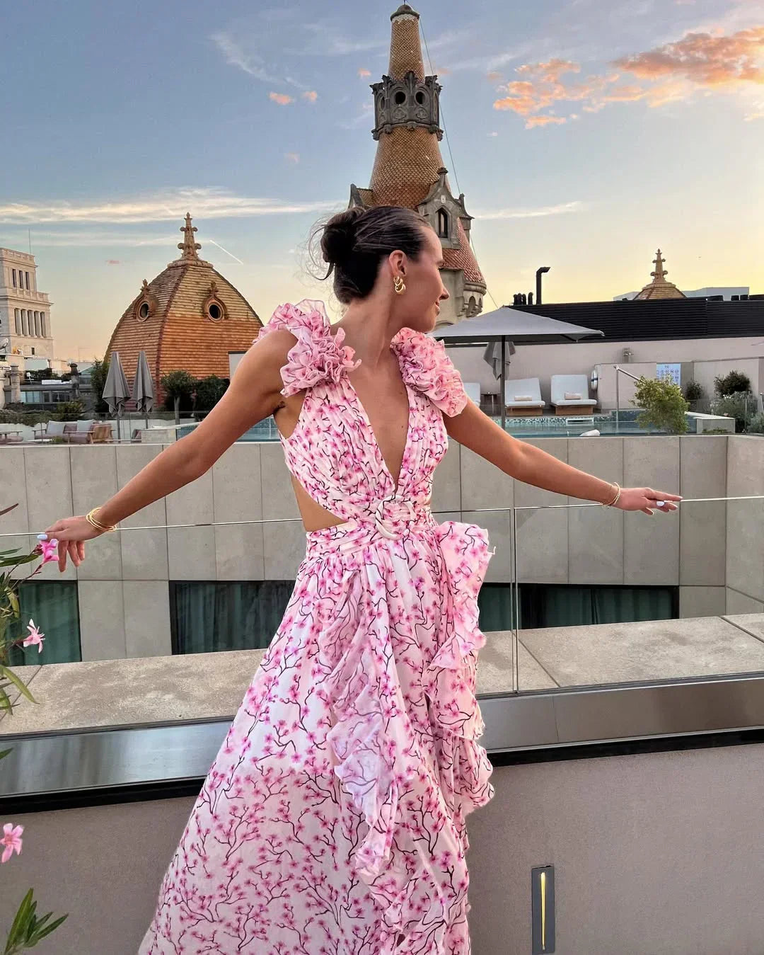 Floral Sleeveless Long Dress Women UK – Wedding Guest Garden Party Evening Gown, Cocktail Attire