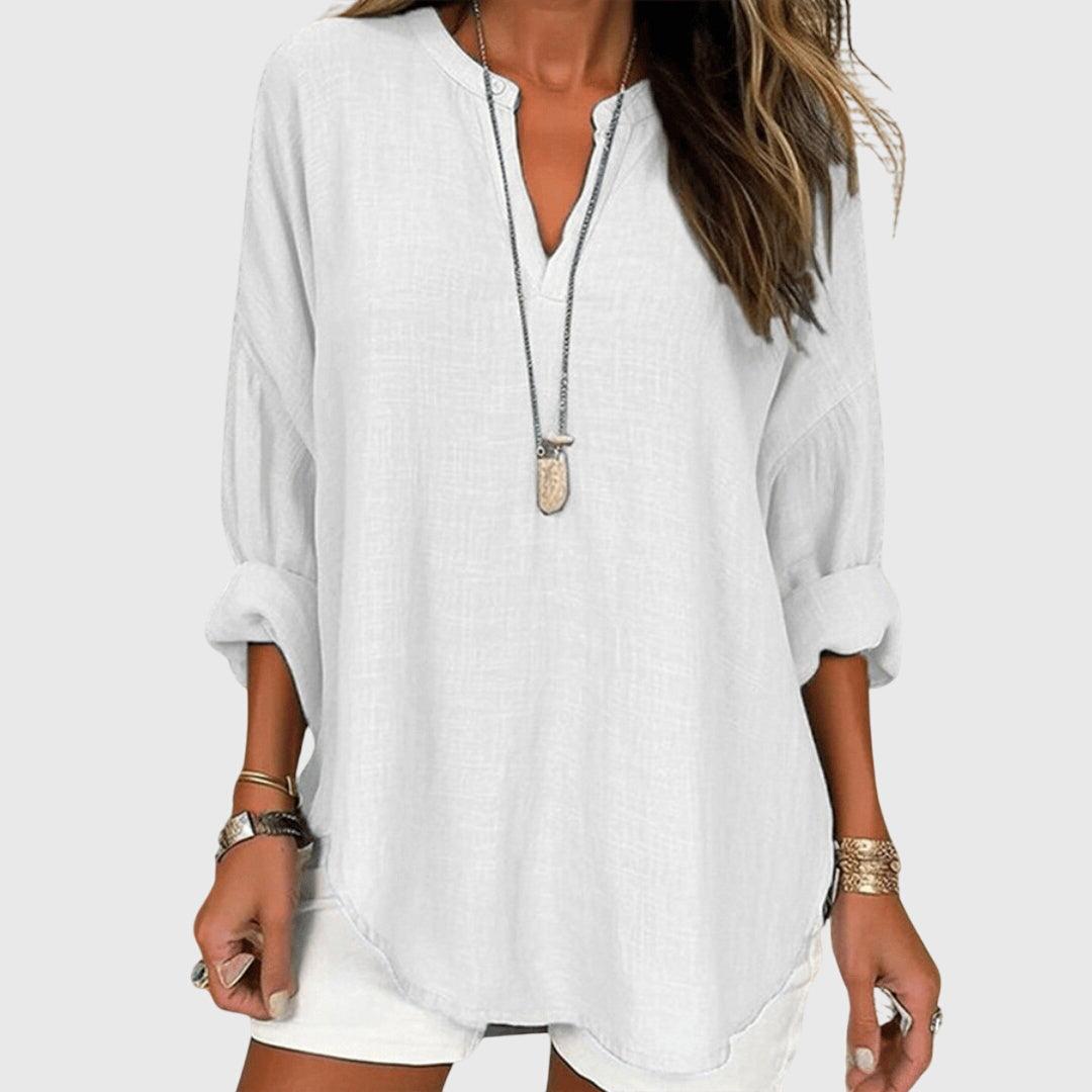 Flowy White Beach Shirt for Women UK – Holiday Wear Brunch Smart Casual