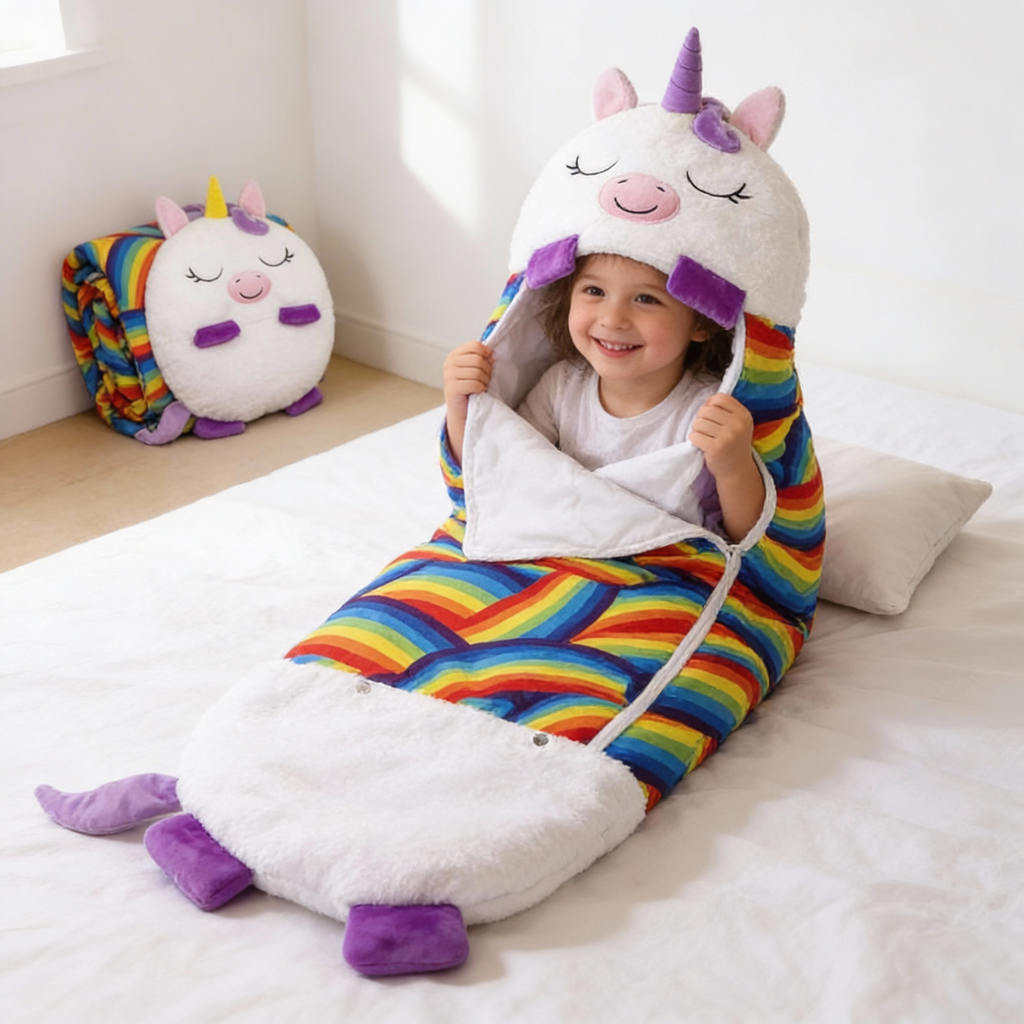 Foldable Kids' Sleeping Bag in Animal Shape – Camping, Sleepovers