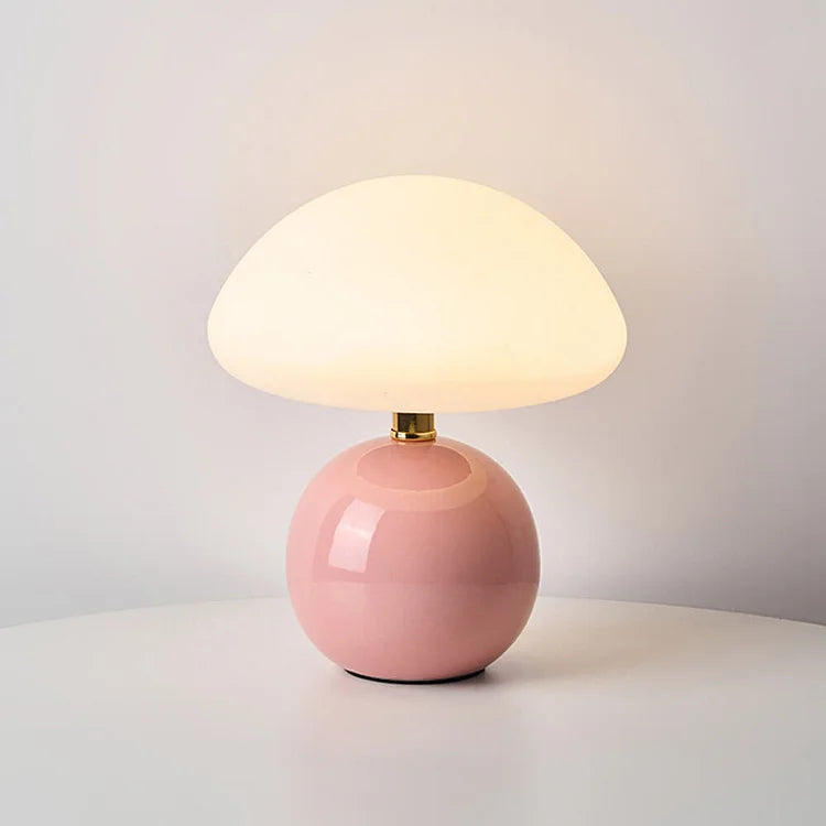 French Cream Mushroom Table Lamp with Adjustable LED Colors – Home Decor, Gift