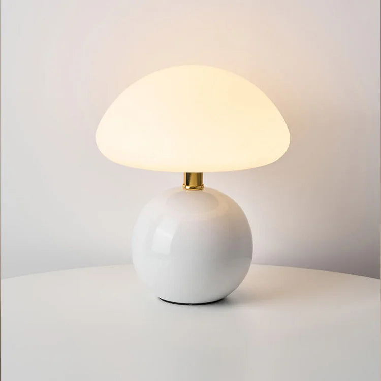 French Cream Mushroom Table Lamp with Adjustable LED Colors – Home Decor, Gift