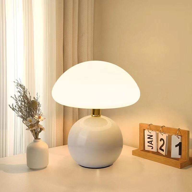French Cream Mushroom Table Lamp with Adjustable LED Colors – Home Decor, Gift