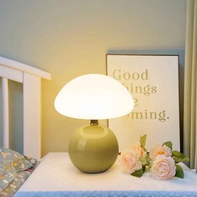 French Cream Mushroom Table Lamp with Adjustable LED Colors – Home Decor, Gift