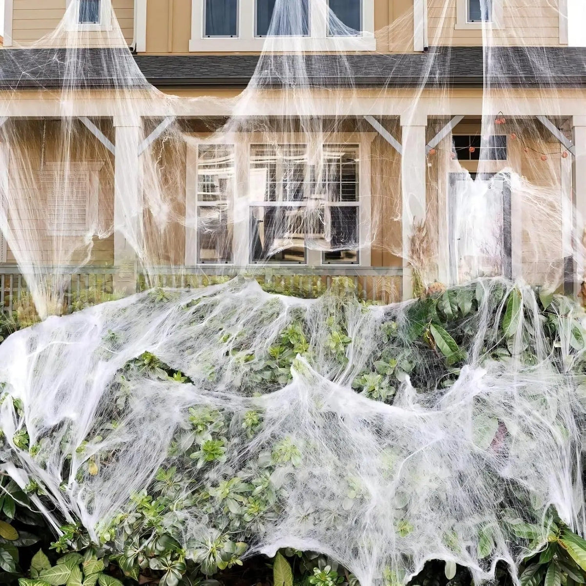 Giant Stretchy Black Spider Web Decoration – Halloween Parties, Outdoor Garden