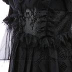 Girls Witch Queen Costume Dress with Lace Ruffles and Mid Calf Length