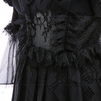 Girls Witch Queen Costume Dress with Lace Ruffles and Mid Calf Length