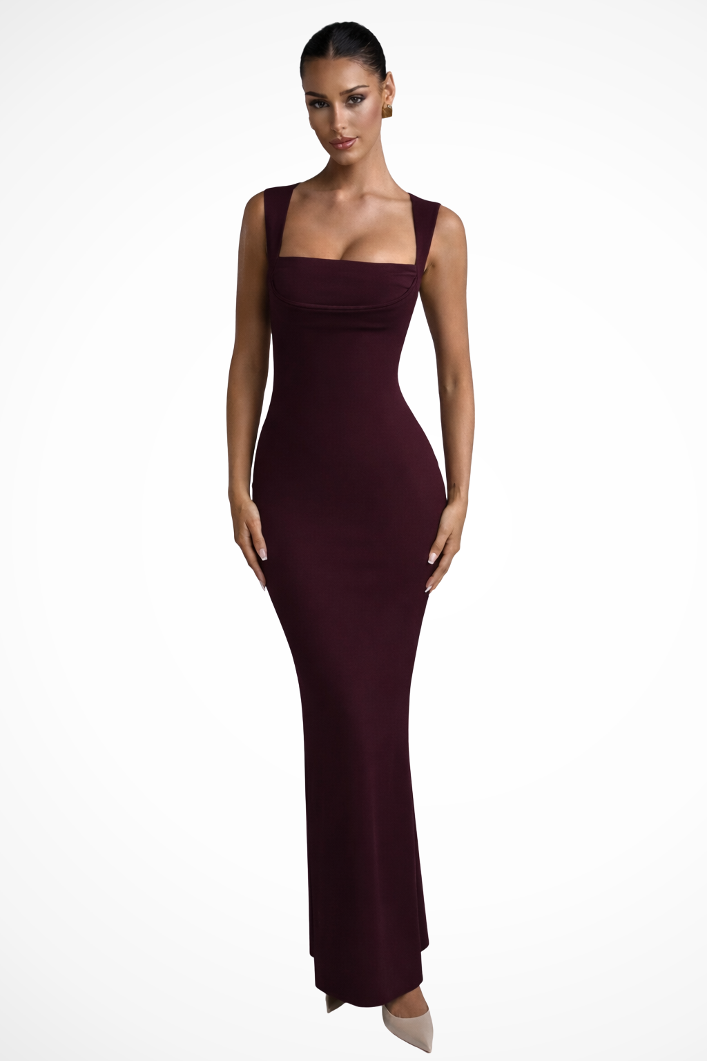 Square Neck Fitted Maxi Dress for Women UK – Evening Gown Black Tie & Cocktail Attire