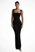 Square Neck Fitted Maxi Dress for Women UK – Evening Gown Black Tie & Cocktail Attire