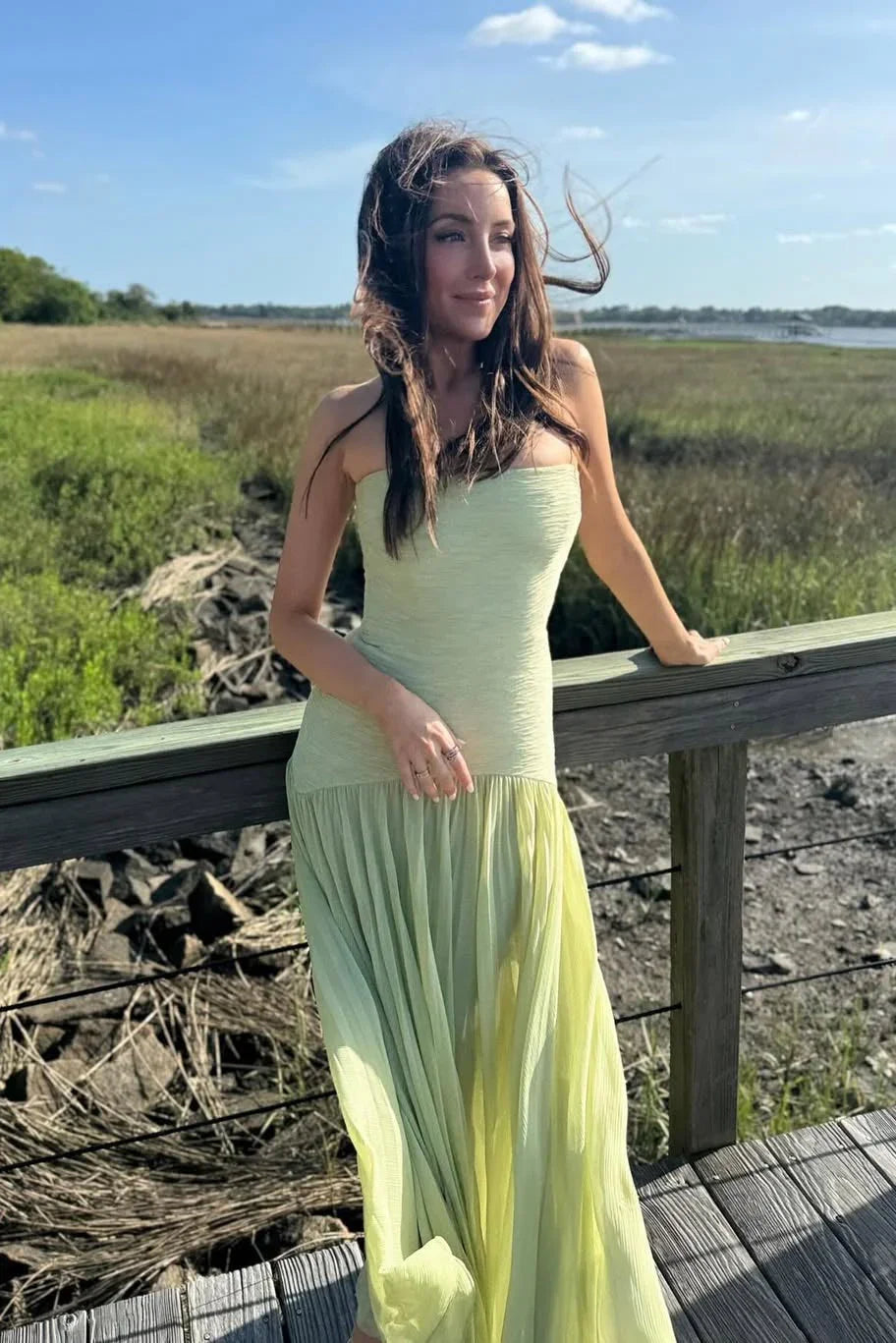 Green Pleated Long Dress Women UK – Wedding Guest Garden Party Evening Gown, Formal Occasion