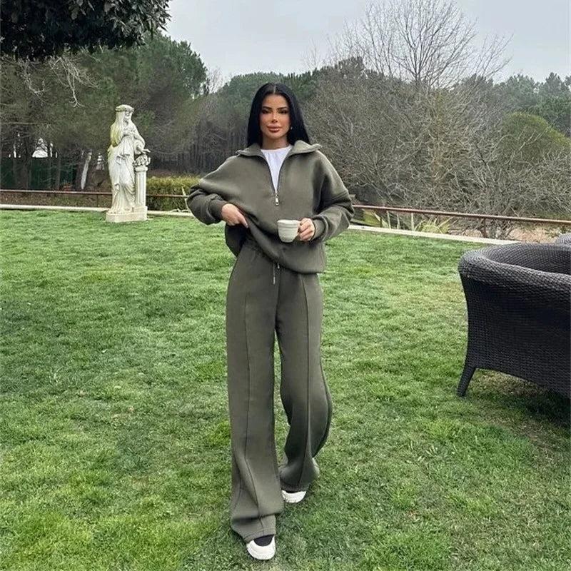 Grey Cotton Trouser Suit Women UK – Co-Ord Set, Smart Casual Brunch Holiday Outfit