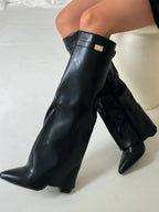 Grey Suede Boots for Women UK – Stylish Footwear with Metallic Details, Smart Casual Evening Wear