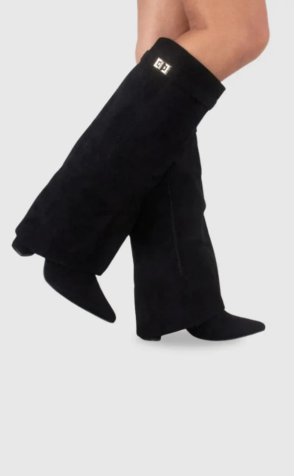 Grey Suede Boots for Women UK – Stylish Footwear with Metallic Details, Smart Casual Evening Wear
