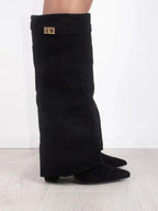 Grey Suede Boots for Women UK – Stylish Footwear with Metallic Details, Smart Casual Evening Wear