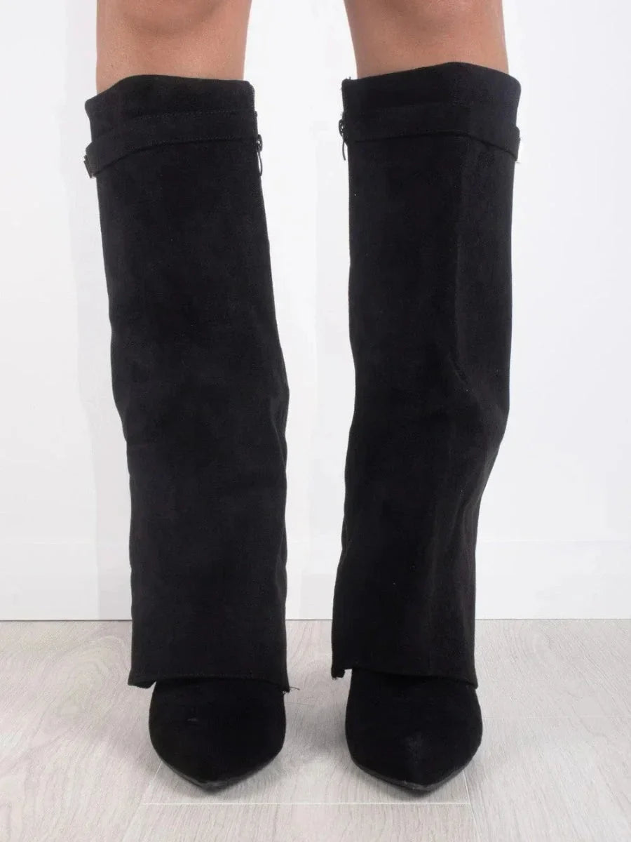Grey Suede Boots for Women UK – Stylish Footwear with Metallic Details, Smart Casual Evening Wear