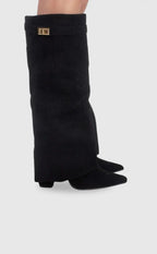 Grey Suede Boots for Women UK – Stylish Footwear with Metallic Details, Smart Casual Evening Wear