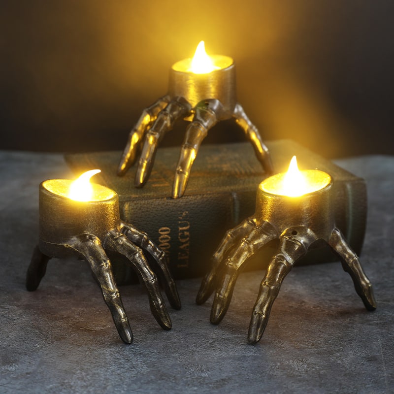 Halloween Decorations: Flameless LED Battery Candles in Skeletal Hand Shape