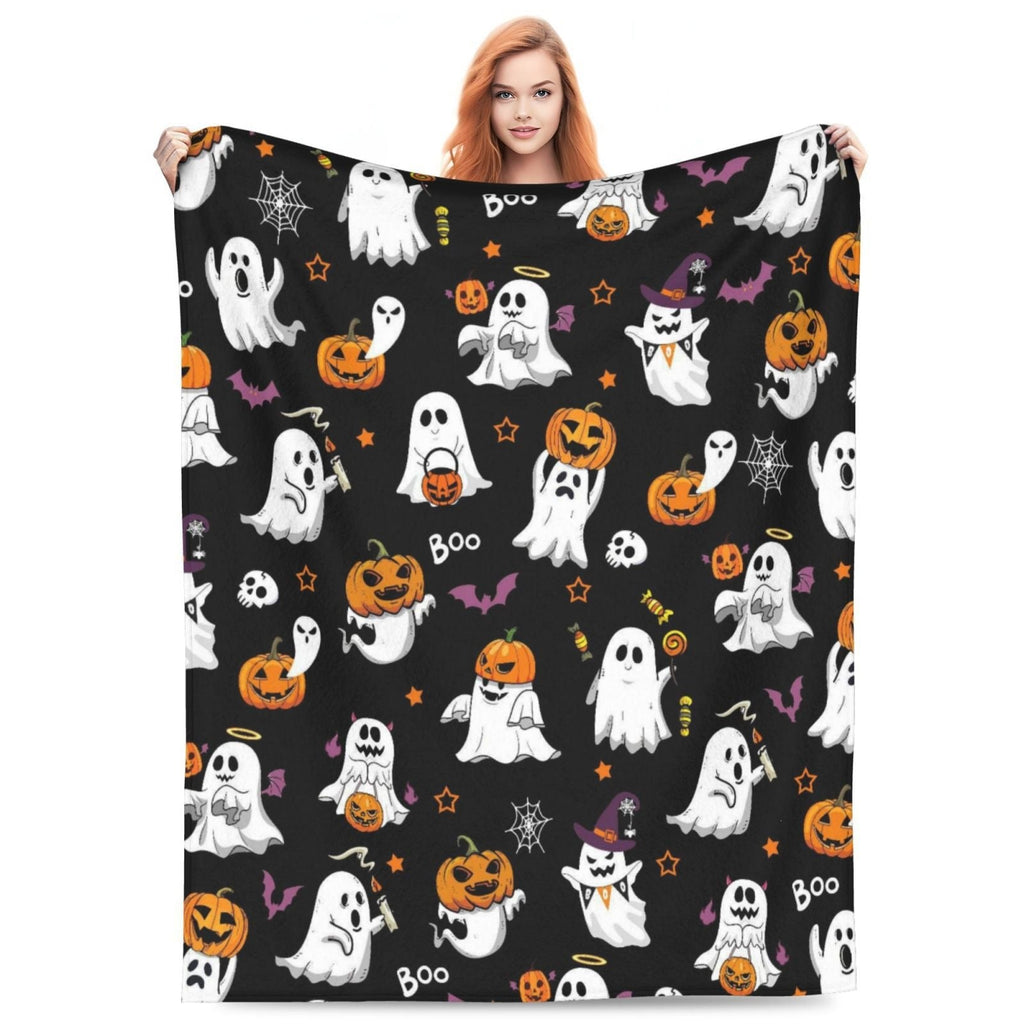 Halloween Fleece Blanket – Cozy Home Decor, Seasonal Gift