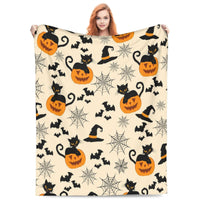 Halloween Fleece Blanket – Cozy Home Decor, Seasonal Gift