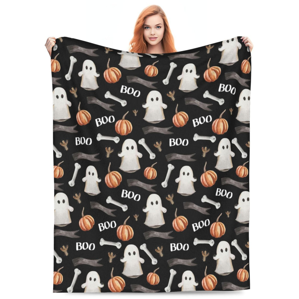 Halloween Fleece Blanket – Cozy Home Decor, Seasonal Gift