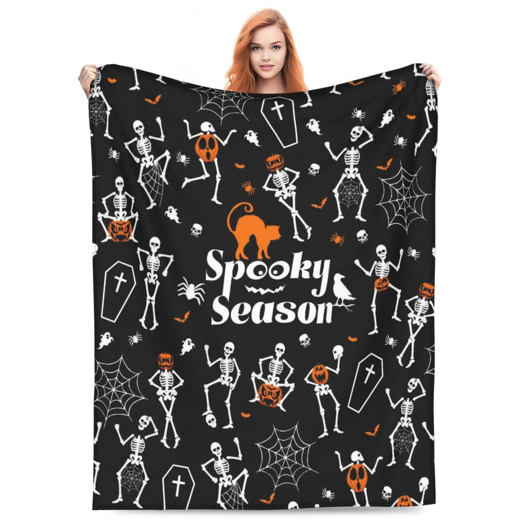 Halloween Fleece Blanket – Cozy Home Decor, Seasonal Gift