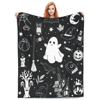 Halloween Fleece Blanket – Cozy Home Decor, Seasonal Gift