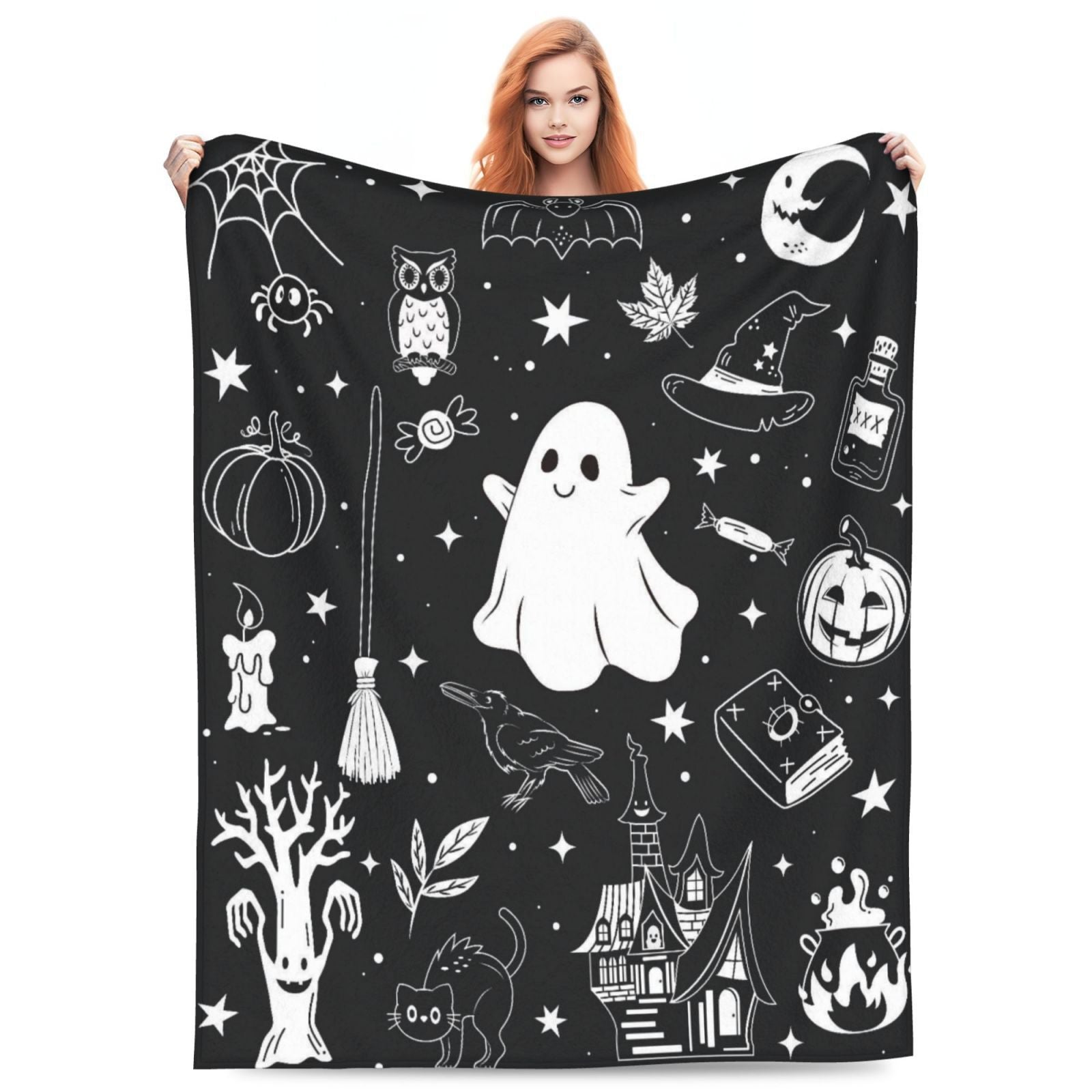 Halloween Fleece Blanket – Cozy Home Decor, Seasonal Gift
