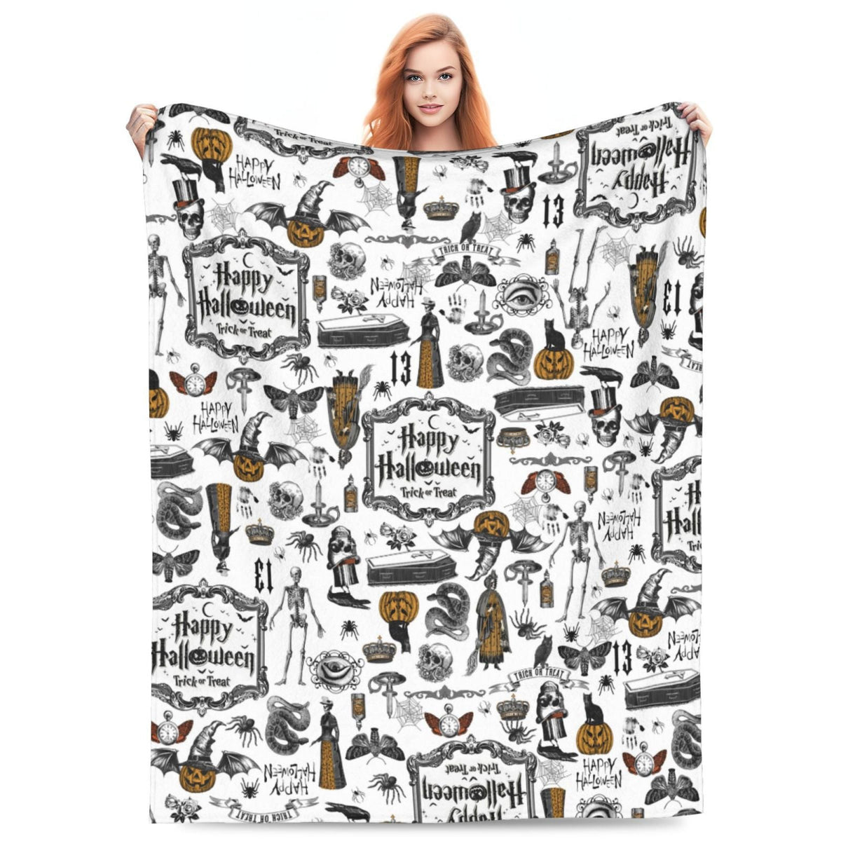 Halloween Fleece Blanket – Cozy Home Decor, Seasonal Gift