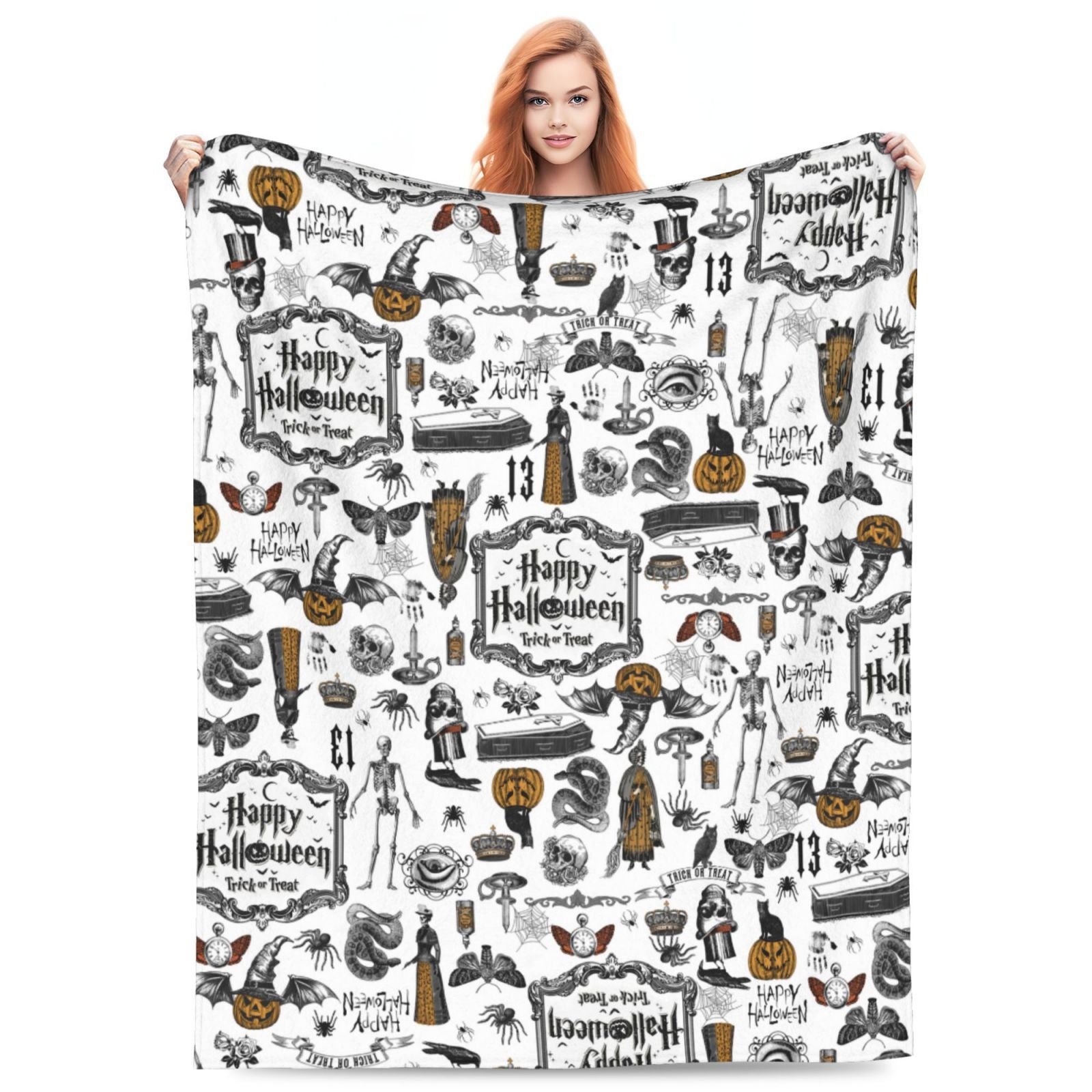 Halloween Fleece Blanket – Cozy Home Decor, Seasonal Gift