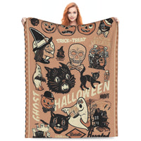 Halloween Fleece Blanket – Cozy Home Decor, Seasonal Gift